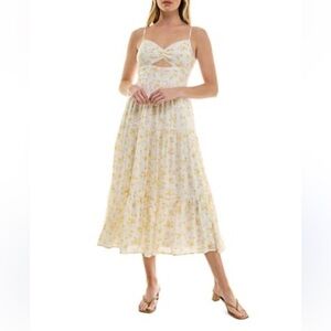 Trixxi’s Floral keyhole midi Yellow Dress